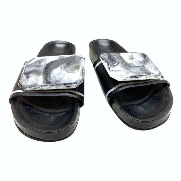 TOGA Pulla Black Stone Art Sandals Slip On US 8 Casual Streetwear Beach Travel - Picture 2 of 4